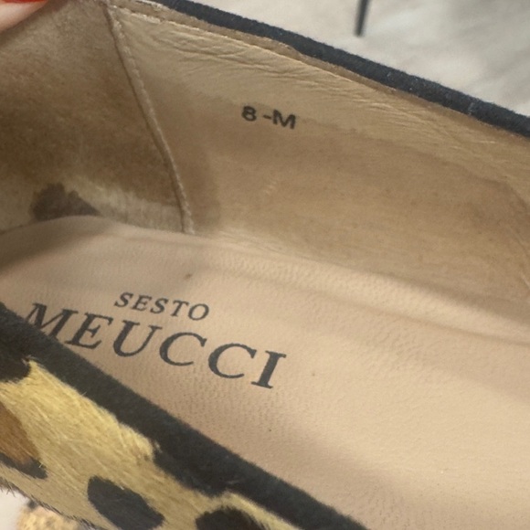Sesto Meucci Italy Genuine Calf Hair Leopard Shoes Flats Pointed Toe Size 8 - Picture 4 of 7